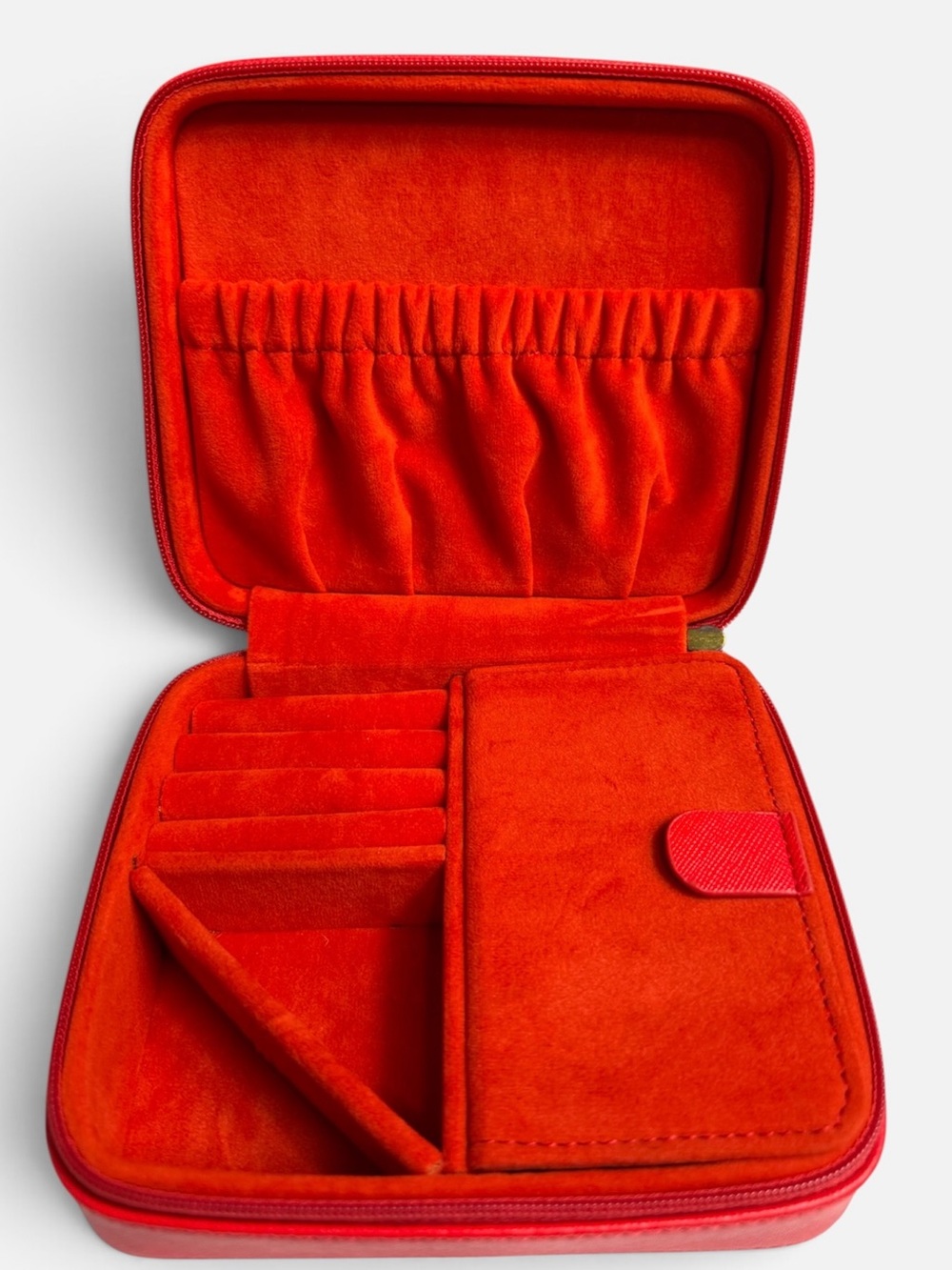 Red Velvet Travel Jewelry Hard Case - Compact Organizer